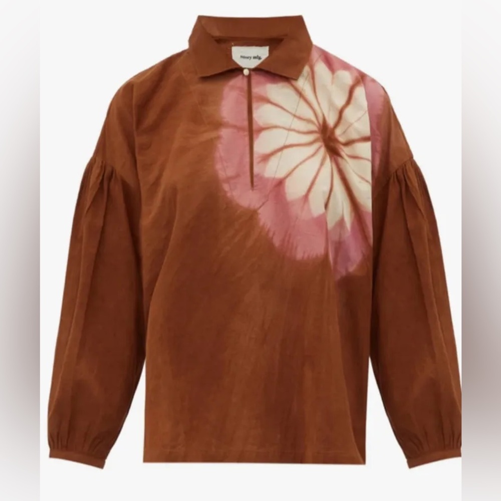 Story Mfg coffee Brown and Pink Tie-Dye blouse top Shirt